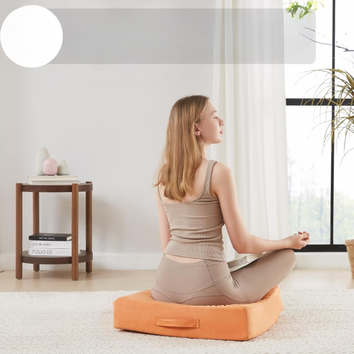 Large Meditation Cushion with Thick Foam & Soft Cover-Bordeaux Red-State of Style