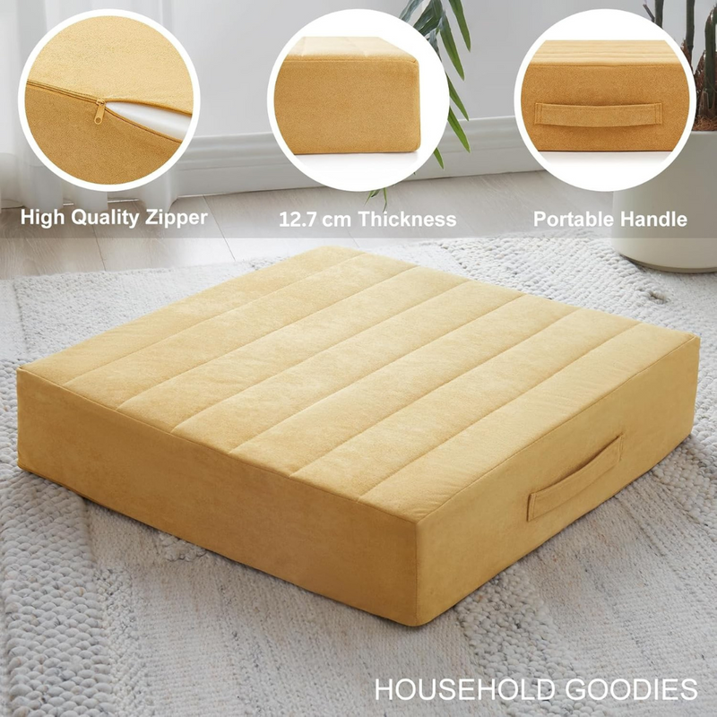 Large Meditation Cushion with Thick Foam & Soft Cover-Bordeaux Red-State of Style