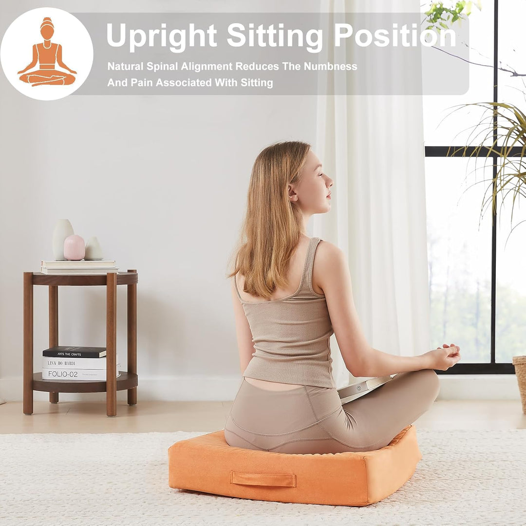 Large Meditation Cushion with Thick Foam & Soft Cover-Bordeaux Red-State of Style