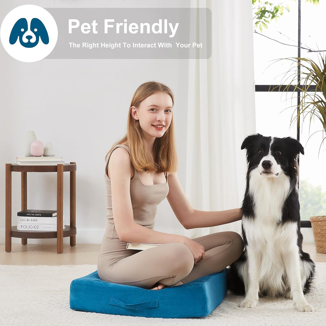 Large Meditation Cushion with Thick Foam & Soft Cover-Bordeaux Red-State of Style