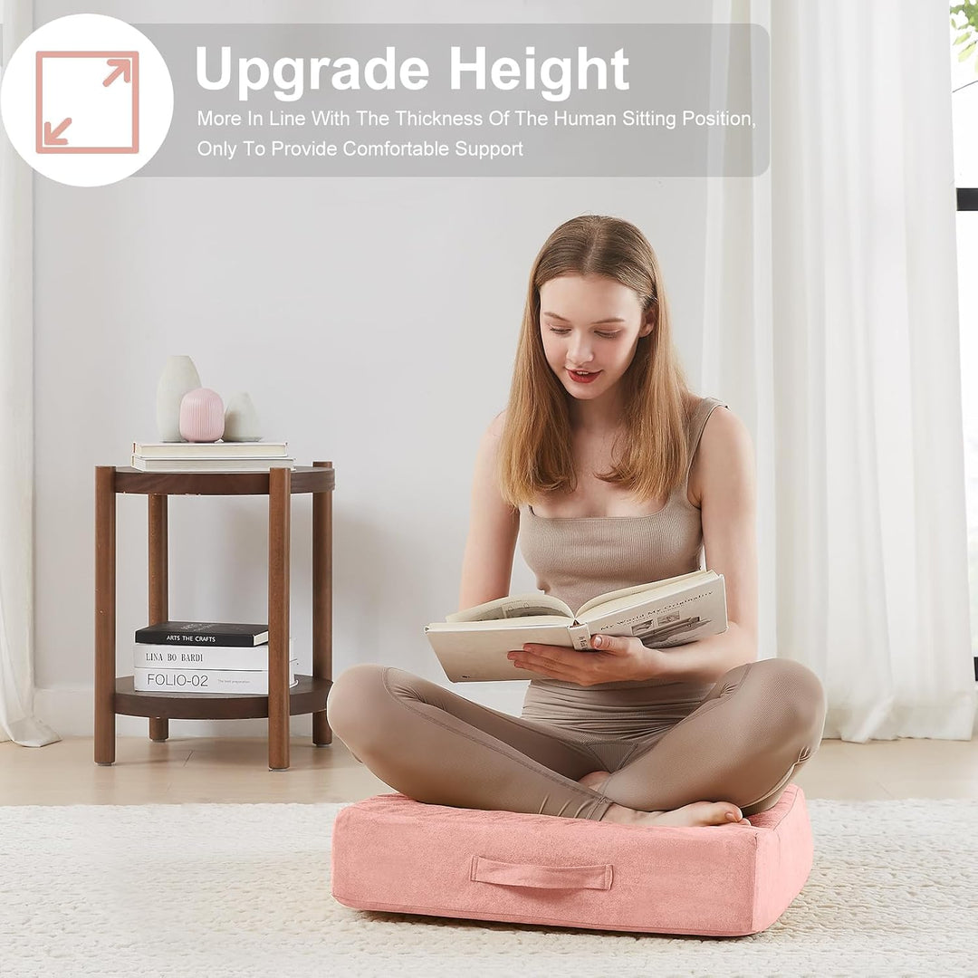 Large Meditation Cushion with Thick Foam & Soft Cover-Bordeaux Red-State of Style