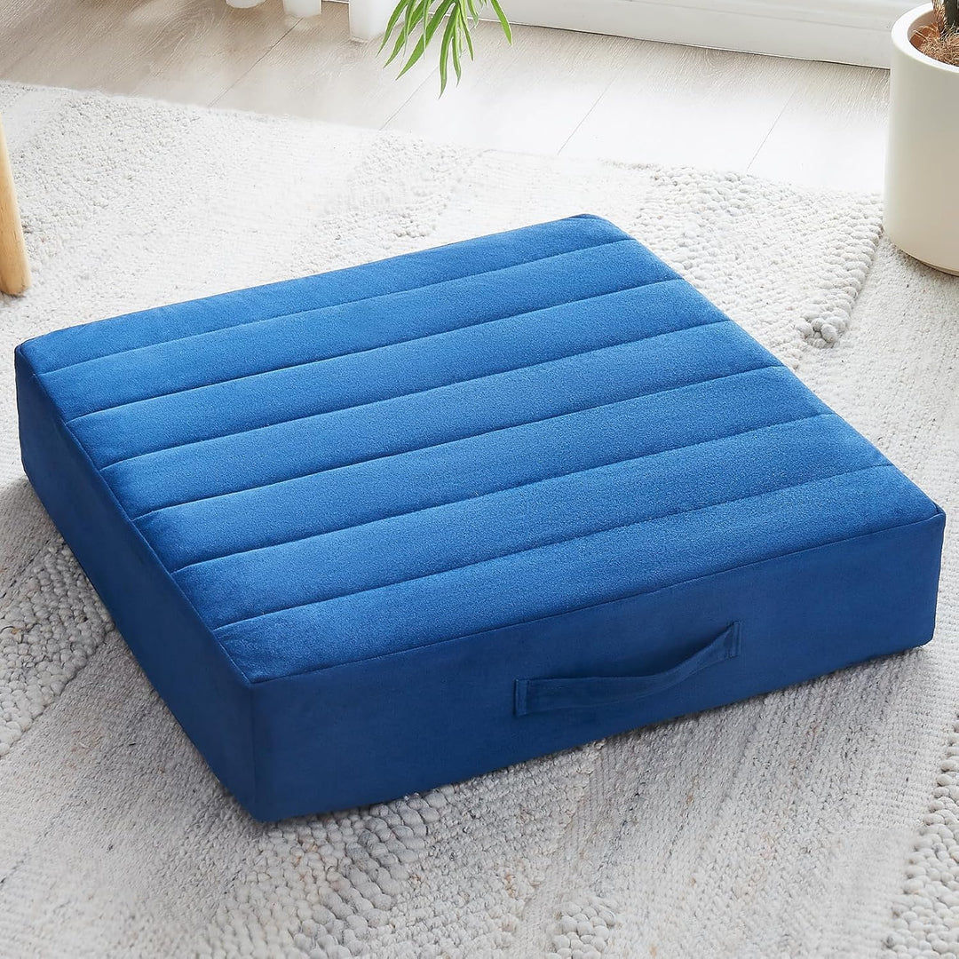 Large Meditation Cushion with Thick Foam & Soft Cover-Dark Blue-State of Style