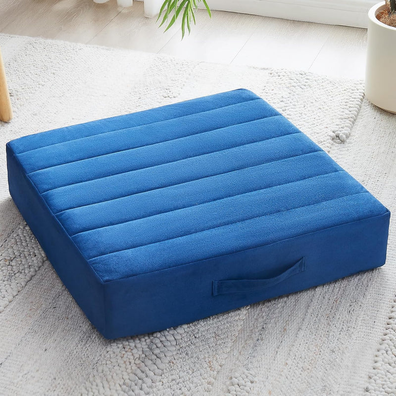 Large Meditation Cushion with Thick Foam & Soft Cover-Dark Blue-State of Style