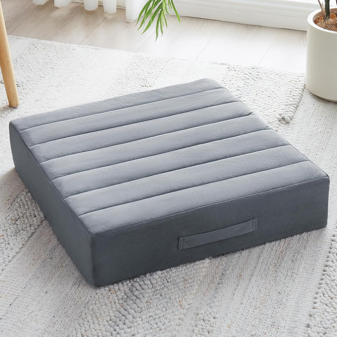 Large Meditation Cushion with Thick Foam & Soft Cover-Dark Grey-State of Style