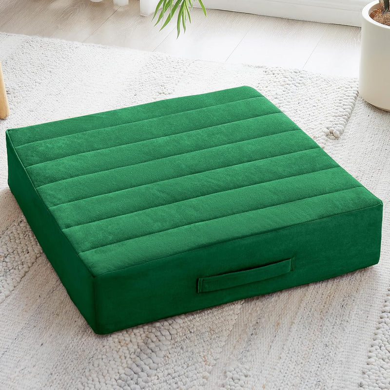 Large Meditation Cushion with Thick Foam & Soft Cover-Green-State of Style