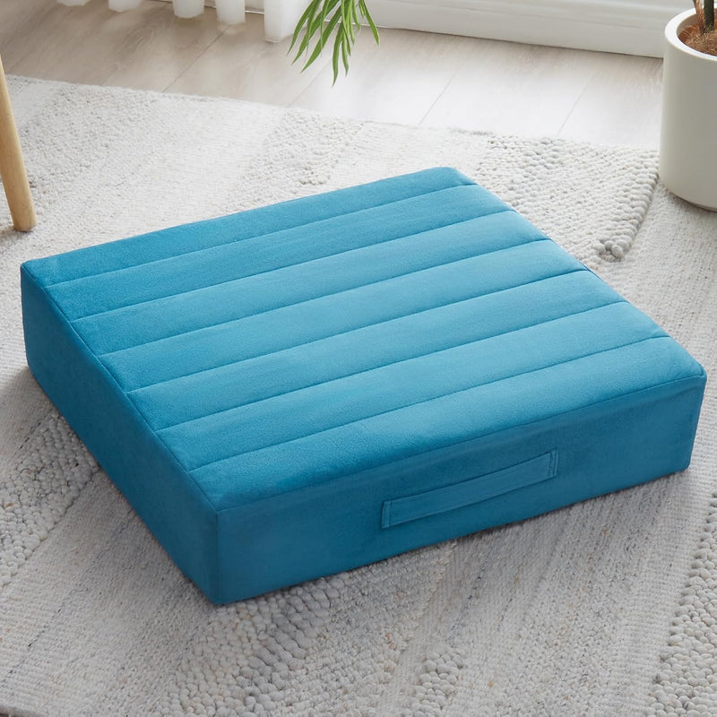 Large Meditation Cushion with Thick Foam & Soft Cover-Pigeon Blue-State of Style