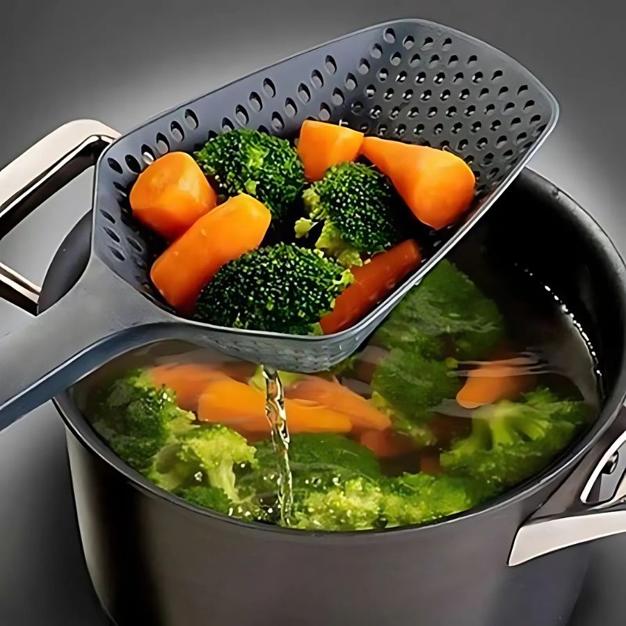 Large PP Kitchen Spoon for Straining and Serving - EasyDrain-Black-State of Style