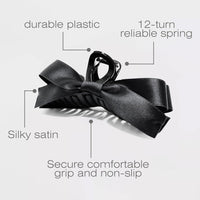 Large Satin Bow Clips-2 pieces Black-State of Style