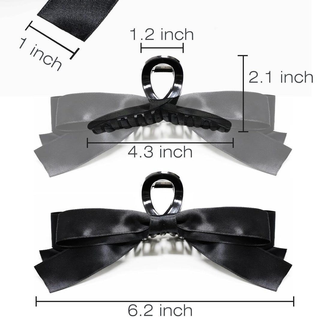 Large Satin Bow Clips-2 pieces Black-State of Style