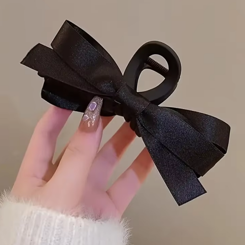Large Satin Bow Clips-2 pieces Black-State of Style