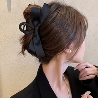 Large Satin Bow Clips-2 pieces Black-State of Style