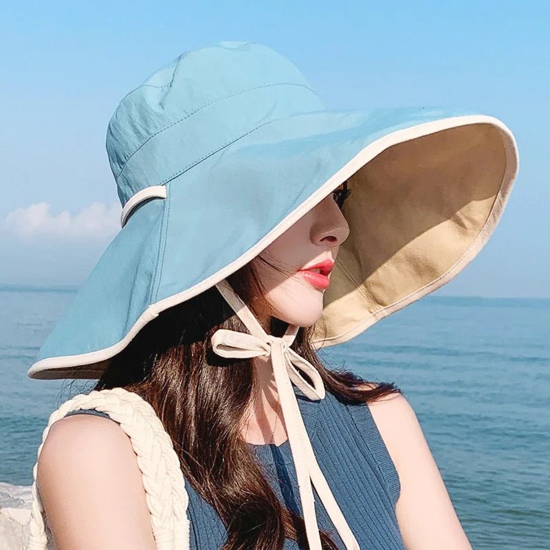 Large women's sun hat with wide brim - Livia-Blue-State of Style