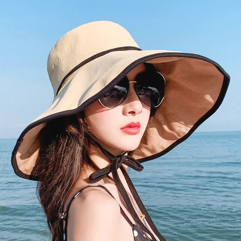 Large women's sun hat with wide brim - Livia-Khaki-State of Style