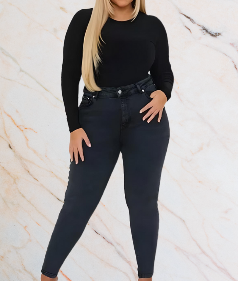 Larisa – High-Waisted Plus Size Jeans with a Flattering Fit-3XL-Black-State of Style
