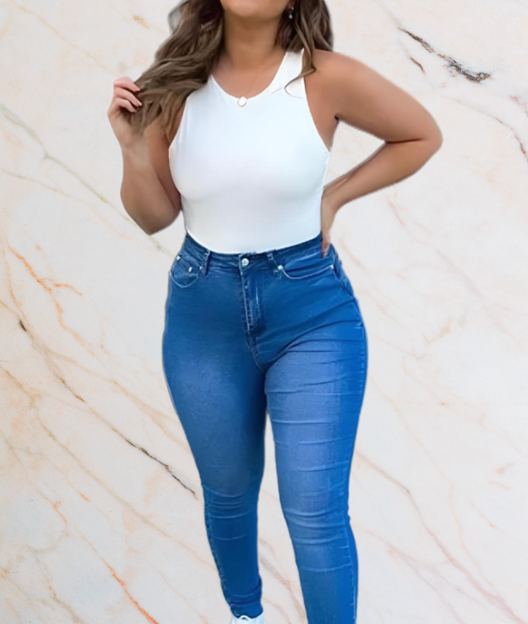 Larisa – High-Waisted Plus Size Jeans with a Flattering Fit-S-Light Blue-State of Style