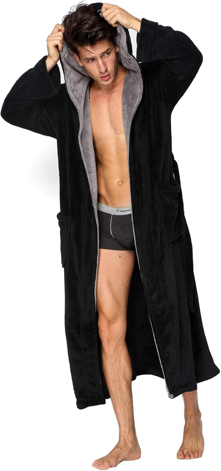 Lars Luxury Men's Robe with Hood-Black-S-State of Style