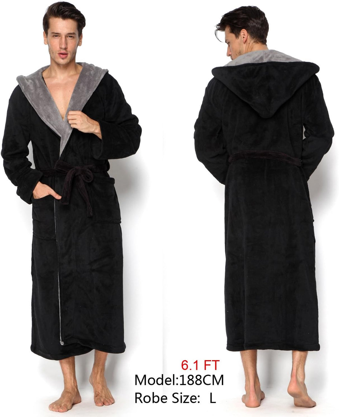 Lars Luxury Men's Robe with Hood-Black-S-State of Style