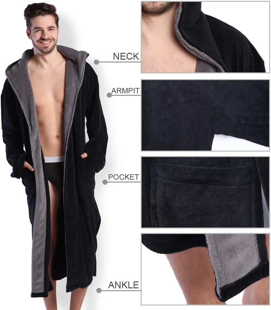 Lars Luxury Men's Robe with Hood-Black-S-State of Style