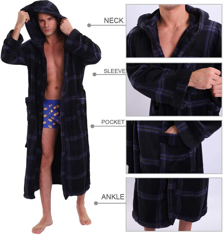 Lars Luxury Men's Robe with Hood-Black-S-State of Style