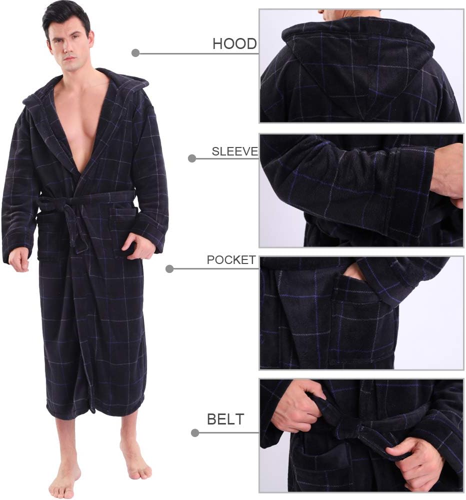 Lars Luxury Men's Robe with Hood-Black-S-State of Style