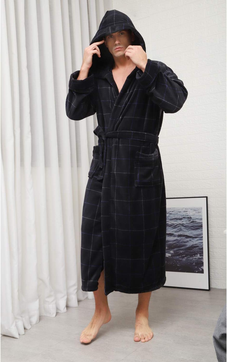 Lars Luxury Men's Robe with Hood-Black-S-State of Style