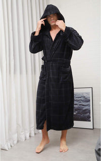 Lars Luxury Men's Robe with Hood-Black-S-State of Style