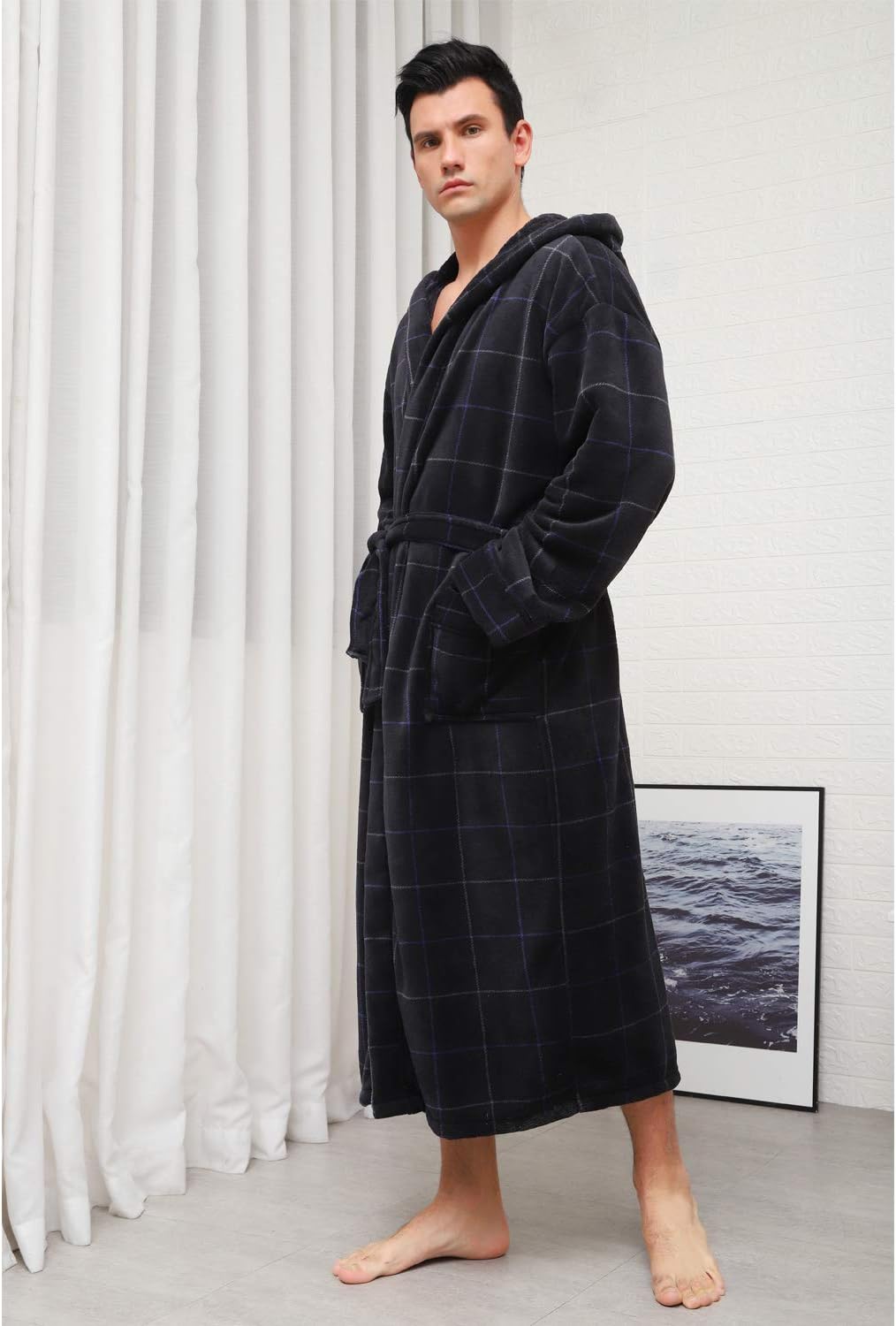 Lars Luxury Men's Robe with Hood-Black-S-State of Style