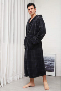 Lars Luxury Men's Robe with Hood-Black-S-State of Style