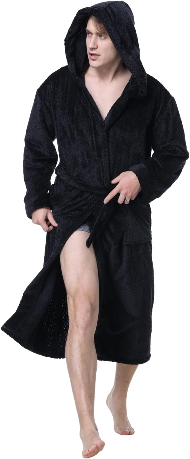 Lars Luxury Men's Robe with Hood-Black2-S-State of Style