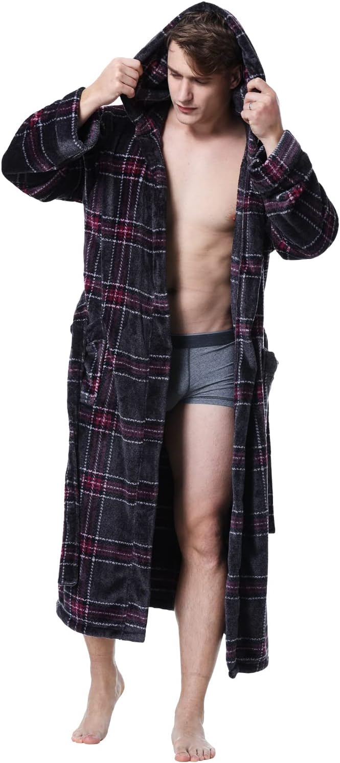 Lars Luxury Men's Robe with Hood-Black/Red-S-State of Style