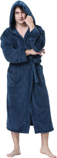 Lars Luxury Men's Robe with Hood-Blue-S-State of Style