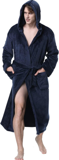 Lars Luxury Men's Robe with Hood-Dark Blue-S-State of Style