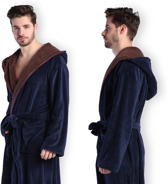 Lars Luxury Men's Robe with Hood-Dark Blue2-S-State of Style