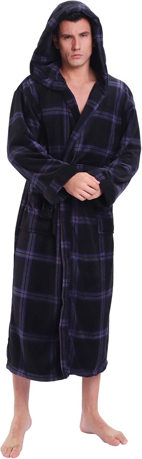 Lars Luxury Men's Robe with Hood-Grey Plaid-S-State of Style