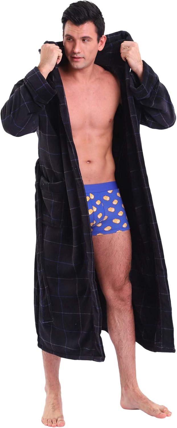 Lars Luxury Men's Robe with Hood-Grey Striped-S-State of Style