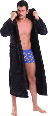 Lars Luxury Men's Robe with Hood-Grey Striped-S-State of Style