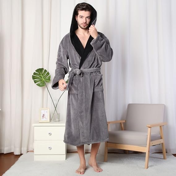 Lars Luxury Men's Robe with Hood-Grey2-S-State of Style