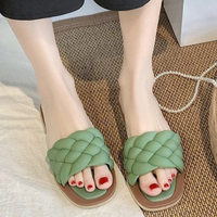 Laura - Orthopedische Geweven Groene Slippers-Groen-36-State of Style