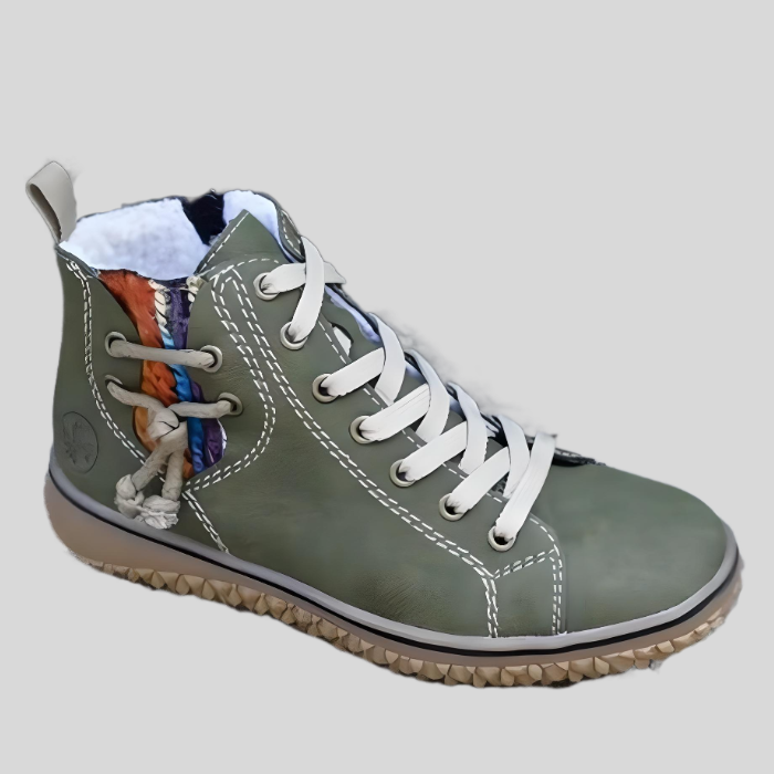 Laurence – High-Top Lace-Up Shoes with Side Lace Detail-Eucalyptus Green-4.5-State of Style