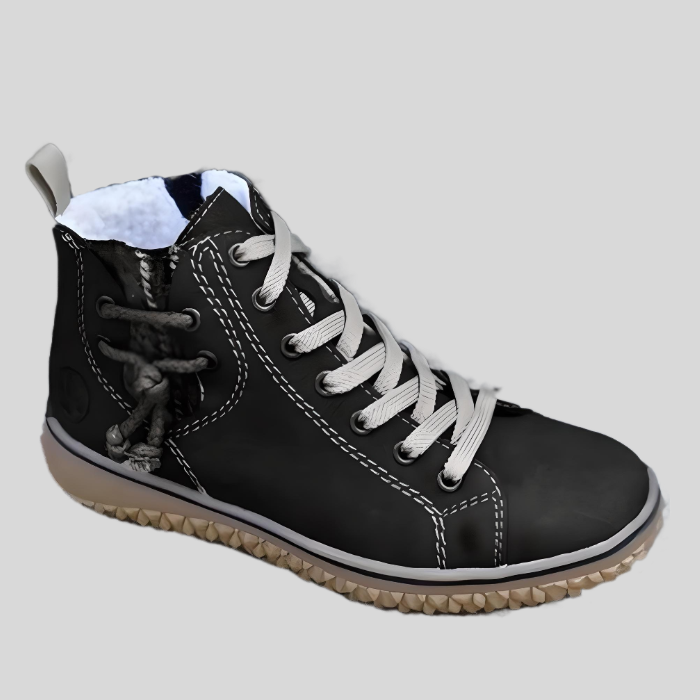 Laurence – High-Top Lace-Up Shoes with Side Lace Detail-Santorinian Black-4.5-State of Style