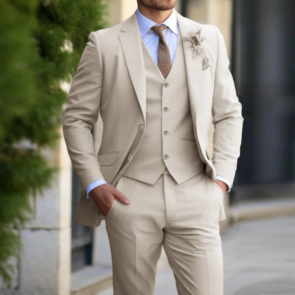 Layered 3-Piece Men's Suit - Weston-Beige-XS-State of Style
