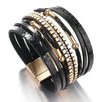 Layered Elegant Bracelet | Snake Leather Jewellery-Black-State of Style
