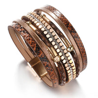 Layered Elegant Bracelet | Snake Leather Jewellery-Brown-State of Style