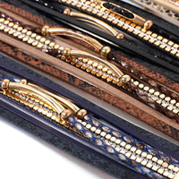 Layered Elegant Bracelet | Snake Leather Jewellery-Khaki-State of Style