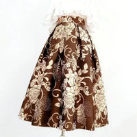 Leah Traditional Skirt – Vintage High-Waisted Pleated Skirt with Embroidery-S-State of Style