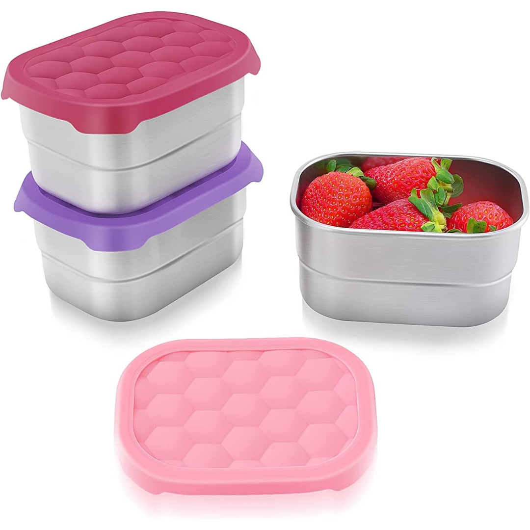 Leak-proof Stainless Steel Snack Containers with Silicone Lid - 250ml-Red/Purple/Pink-State of Style