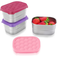 Leak-proof Stainless Steel Snack Containers with Silicone Lid - 250ml-Red/Purple/Pink-State of Style