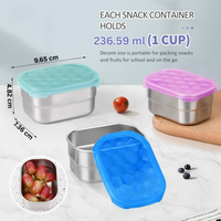 Leak-proof Stainless Steel Snack Containers with Silicone Lid - 250ml-Red/Purple/Pink-State of Style