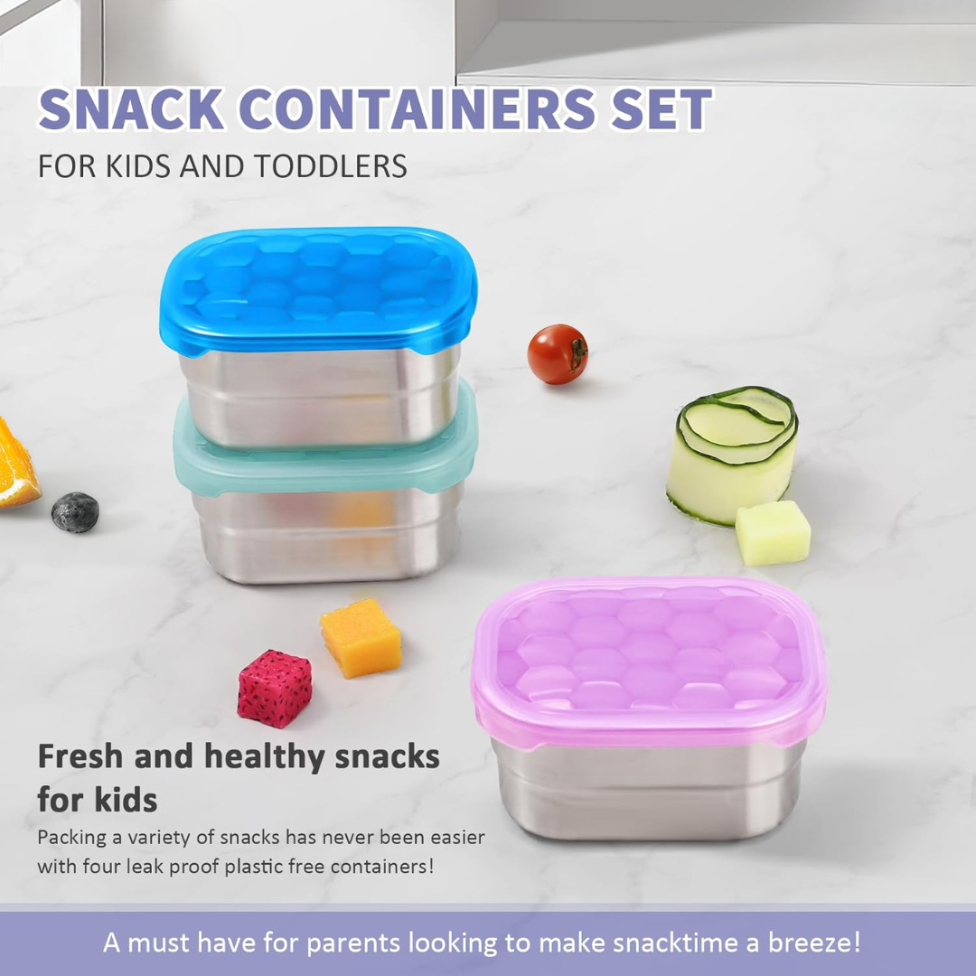 Leak-proof Stainless Steel Snack Containers with Silicone Lid - 250ml-Red/Purple/Pink-State of Style