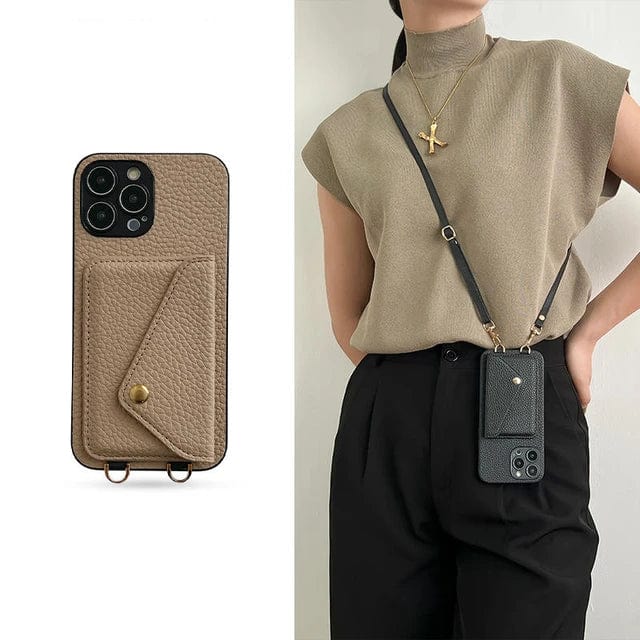 Leather Crossbody Phone Case - Urban Chic-Black-iPhone 12-State of Style